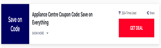 Promo Appliance Centre Code