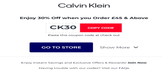 Copy Calvin Klein Promo