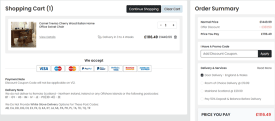 Choice Furniture Superstore discount applied