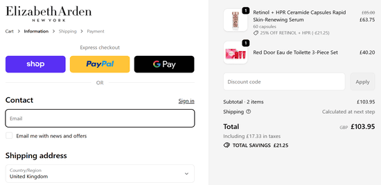 Products of Elizabeth Arden