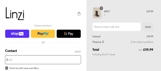 Linzi discount applied