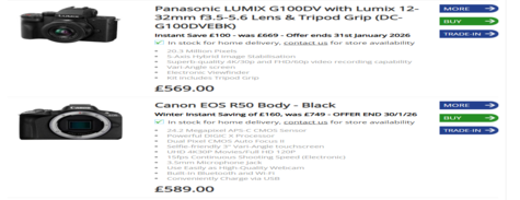 London Camera Exchange New Equipments