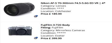 London Camera Exchange Used Equipments