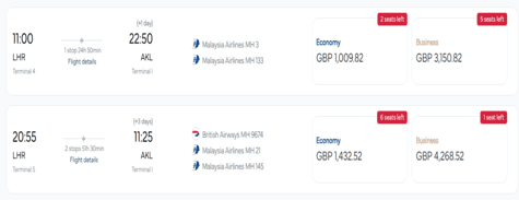 Malaysia Airlines Book a Flight