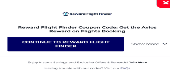 Reward Flight Finder Copy Promo
