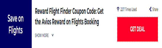Reward Flight Finder Show Coupon