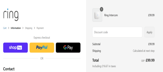Ring Intercom discount applied