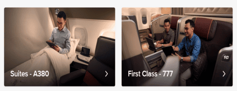 Suites and First Class Singapore Airlines