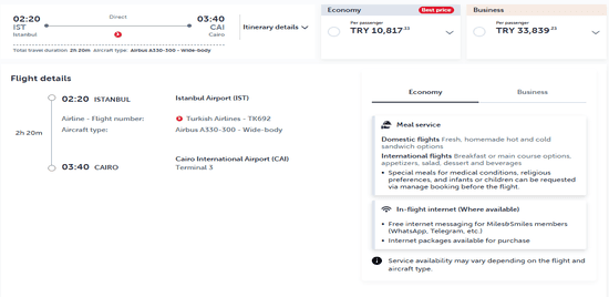 Products of Turkish Airlines