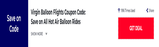 Promo Virgin Balloon Flights Code