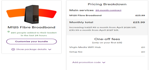 Virgin Media discount applied